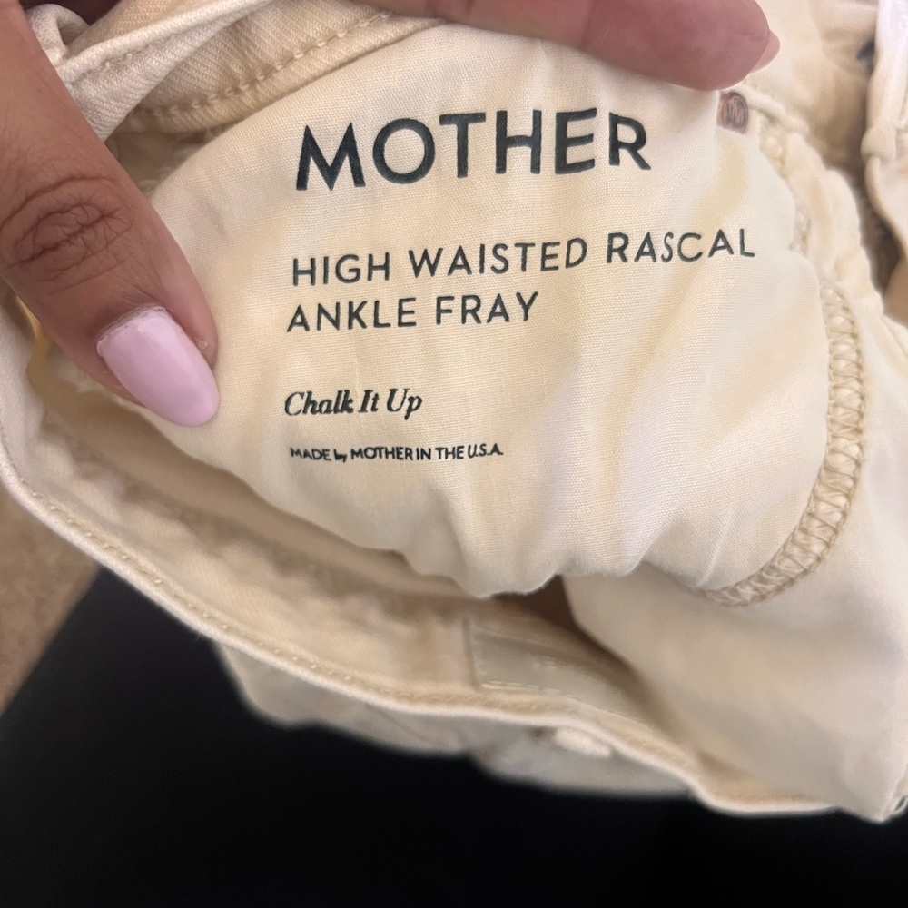 Mother High Waisted Rascal Ankle Fray In Chalk It Up Ivory Stretch - Picture 8 of 13